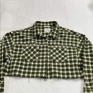 Urban outfitters Green Plaid Cropped Jacket